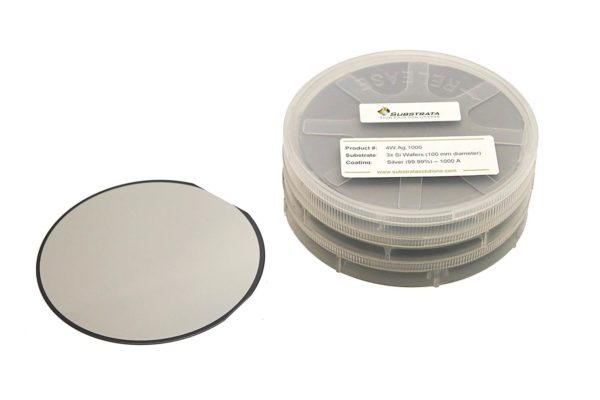 Silver Coated 4" Silicon Wafers (100 mm diameter) | Ag-100 Å | 9/pkg