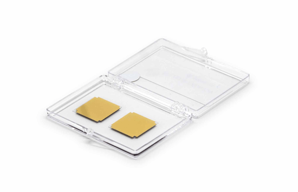 Gold Coated Glass Coverslips, 22 mm x 22 mm Square | 500 Å Au | 2/pkg