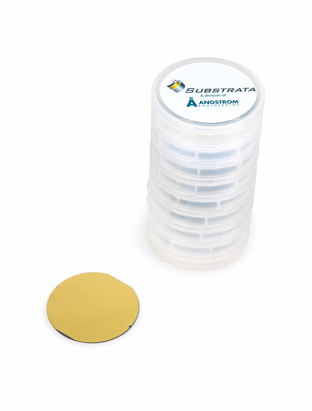 Gold Coated Ø2 in Silicon Wafers | 5000 Å Au | 9/pkg