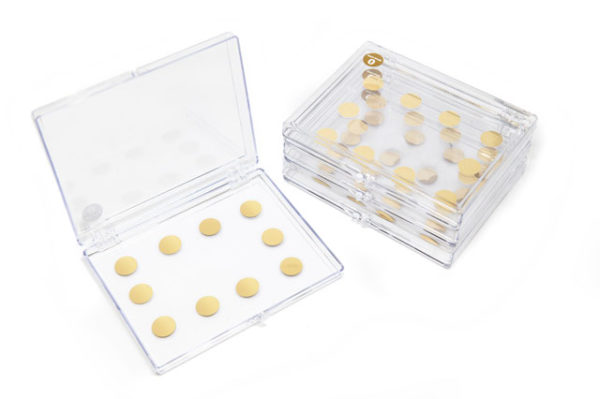 Gold Coated Glass Coverslips, Ø15 mm Round | 100 Å Au | 40/pkg